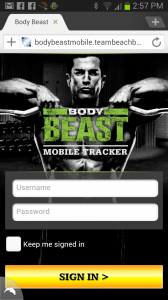 Body Beast Mobile App - Sign In