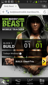 Body Beast Mobile App - Home Screen