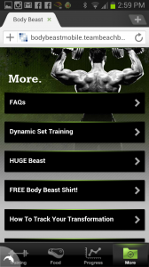 Body Beast Mobile App - More