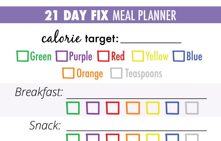 21 Day Fix Meal Planner