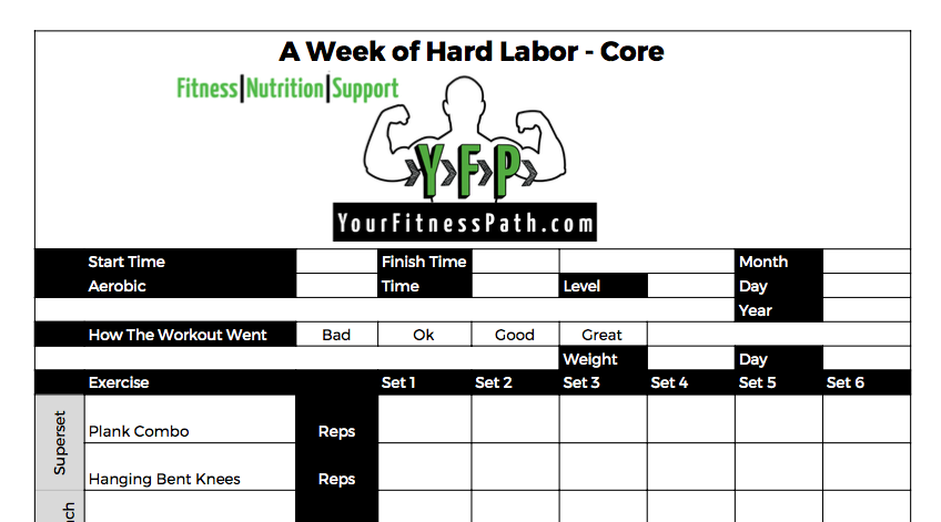 A Week of Hard Labor - Workout Log - Core