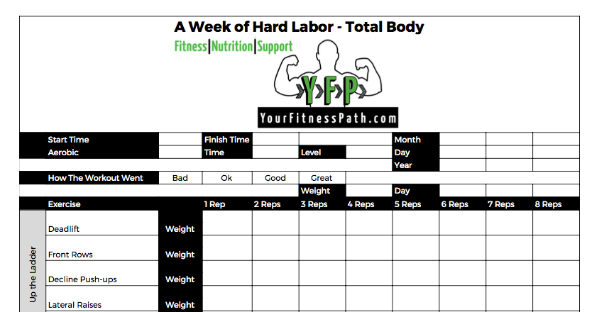 A Week of Hard Labor - Workout Log - Total Body