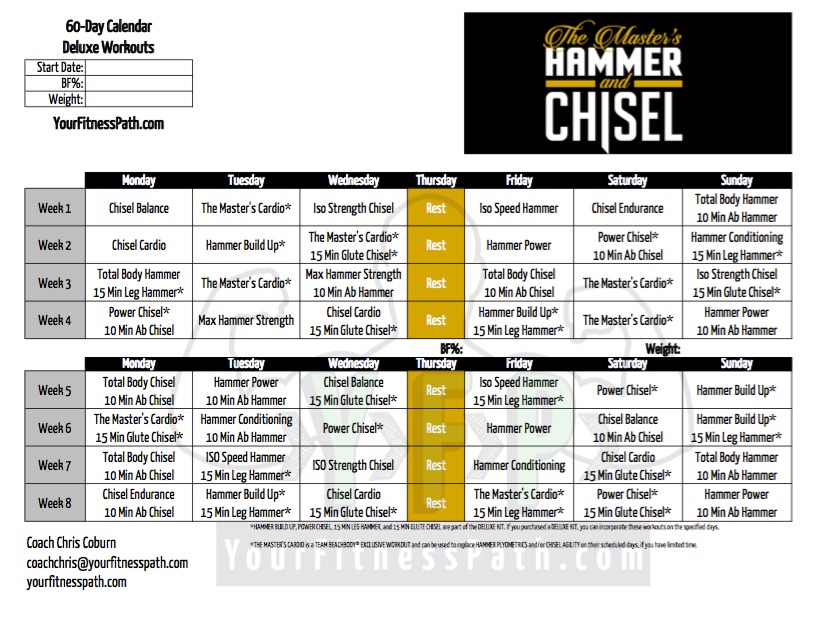 Hammer and Chisel Workout Calendar Deluxe