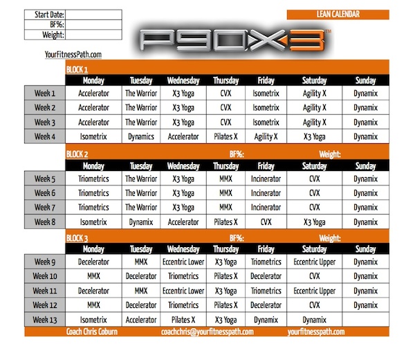 P90X3 - Calendar Lean
