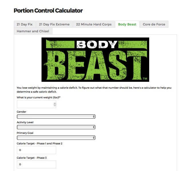 Portion Control Calorie Calculator